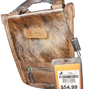 Montana West Tan and Brown Hair-On Messenger Bag